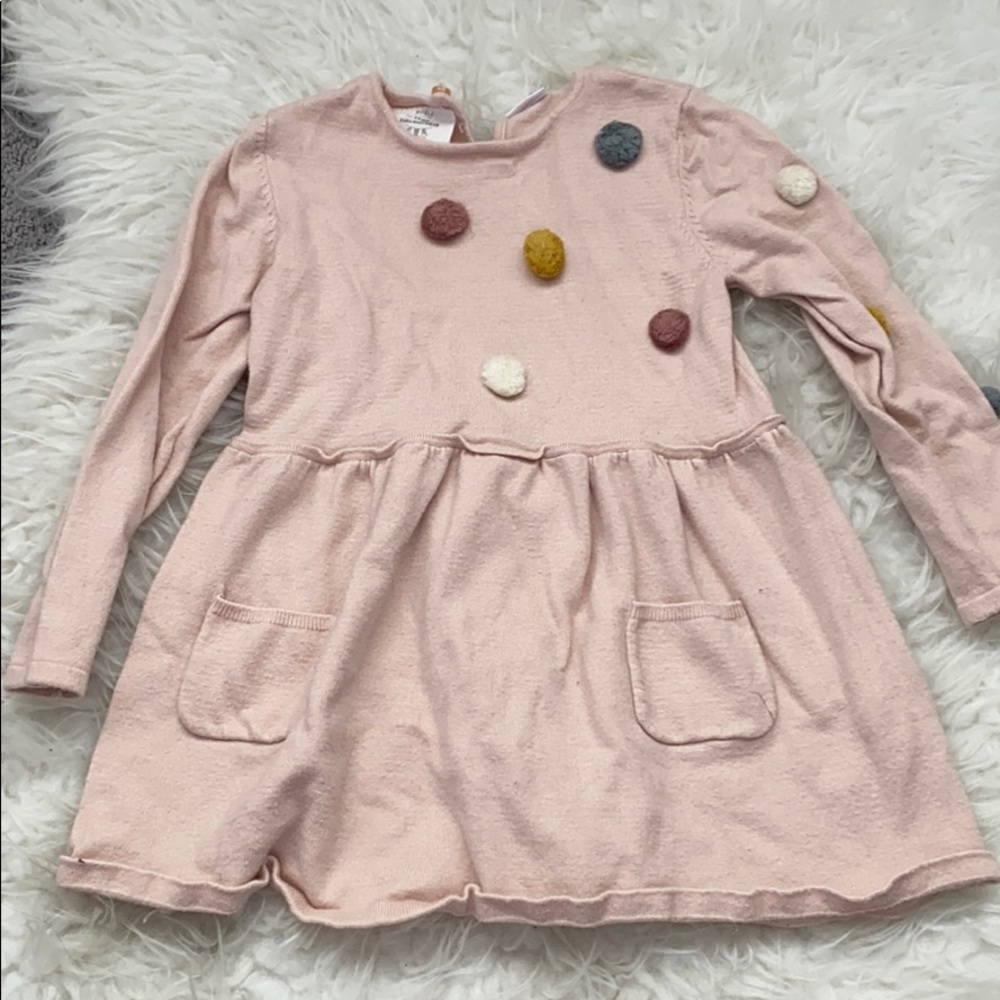 Zara Knot Pom Pom sweater dress